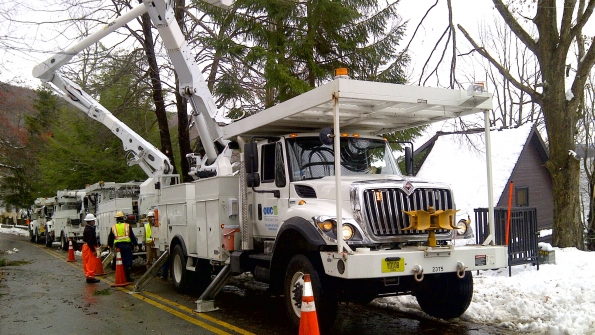 Orlando Utilities Commission Employees Trucks assist in Hurricane Sandy