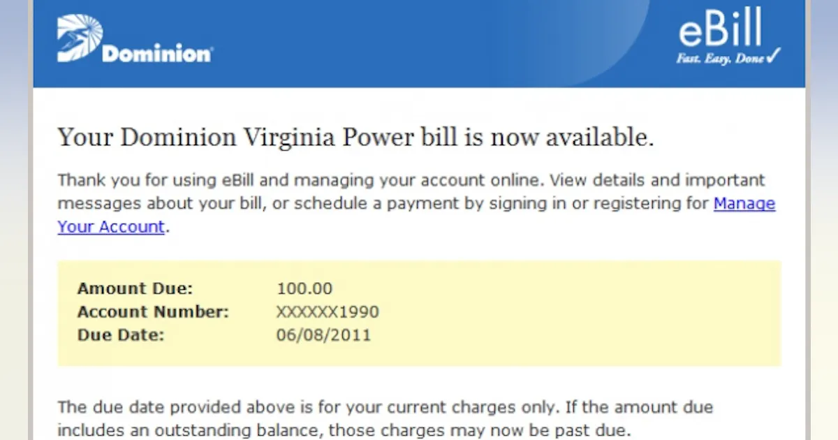 Dominion Virginia Power Offers Simplified Electronic Billing, Other