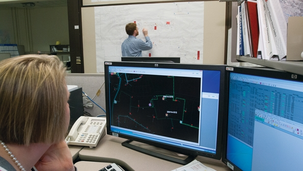 removal of pins from the paper map in the distribution operations center