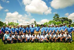 A group of 15 co-op linemen from Oklahoma and Colorado’s electric cooperatives and local linemen from a municipal utility A group of 15 co-op linemen from Oklahoma and Colorado’s electric cooperatives and local linemen from a municipal utility