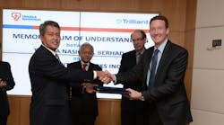Left to Right: Datuk Seri Ir. Azman Bin Mohd (President and CEO of TNB), Tan Sri Leo Moggie (Chairman of TNB), James Steele (Senior Advisor, Economic Policy, East Asia Pacific, U.S. Department of State) and Bryan Spear (Asia Pacific Managing Director, Trilliant)