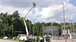 The Wake Electric and Siemens team performs WiMAX communications link verification testing.