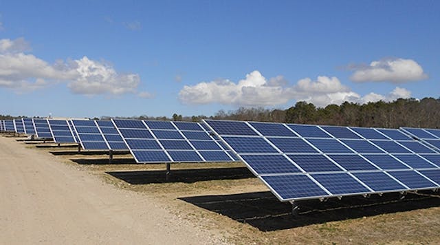 The Long Island solar farm is the largest PV array in the eastern United States. and generates 32 MW from 164,312 solar panels. These panels use the latest polycrystalline-silicon PV modules, which reduces its size to the smallest footprint for a solar array of this output. Photo by Gene Wolf.
