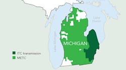 The METC system serves mostly low-population-density areas in Michigan&rsquo;s Lower Peninsula. Approximately 5600 circuit miles of high-voltage lines are spread over nearly 29,000 sq miles. Courtesy of ITC Holdings Corp.