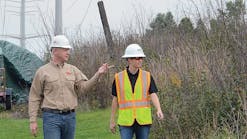 ATC&rsquo;s Ben Gura walks a right-of-way with Davey Resource Group&rsquo;s Katie Canfield to evaluate the effects of prior IVM techniques and to plan for the next phase.