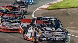 Cole Custer, JB Motorsports driver and race winner, leads the pack at the second annual Drivin&rsquo; for Linemen 200 at Gateway Motorsports Park.