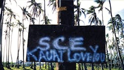 Kauai residents posted ldquoMahalordquo signs to show appreciation to linemen for their work on the island Photo by Donna Rader Kauai residents posted ldquoMahalordquo signs to show appreciation to linemen for their work on the island Photo by Donna Rader