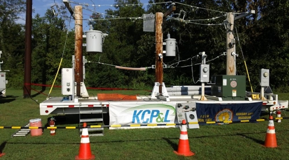 Using a flatbed trailer with poles, transformers and conductors attached, KCP&amp;L will demonstrate the dangers and safety precautions of being around energized lines. The lines will be energized at 7,200 V, and you will get to see what a primary arc looks like and a blown fuse sounds like.