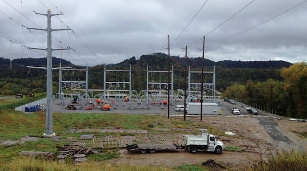 FirstEnergy has nearly completed work on this new transmission substation near West Milford in Harrison County as part of a transmission enhancement project designed to improved electric service reliability for about 14,000 Mon Power customers in Harrison, Lewis and Gilmer counties.