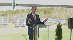 Paul Bowers, chairman, president and CEO of Georgia Power, dedicates a new one megawatt (MW) solar tracking demonstration project in Athens, Georgia on Tuesday, Dec. 15.