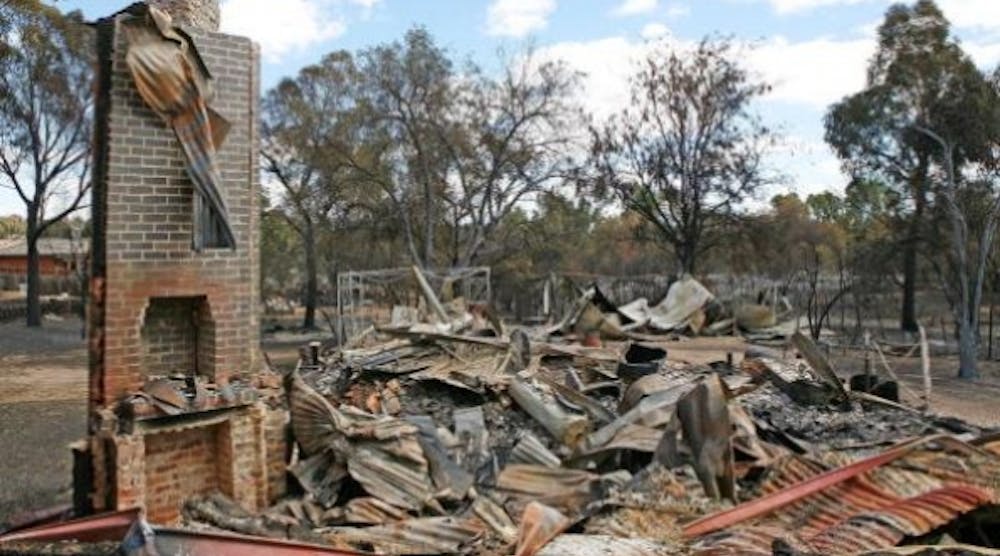 The chimney of a property is the only thing left standing after it was burnt to the ground following the devastating bushfires on Feb. 10, 2009, in Bendigo, Australia. Victorian Police have revised the bushfire disaster death toll to 173, the worst in Australia&apos;s history.