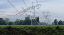 500kV transmission tower in Plaquemine brought to its knees by mother nature.