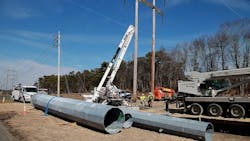 Segments of the new monopoles await construction in Tinton Falls Segments of the new monopoles await construction in Tinton Falls