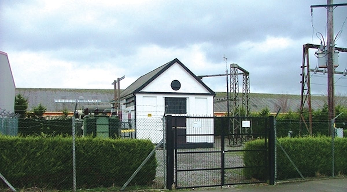 This is the original 75-year-old urban 38-kV Graigue substation in County Carlow.