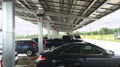 The main 106-kW solar array is on the top of the south facing parking deck and the energy collected from this array is stored in the Tesla battery system.