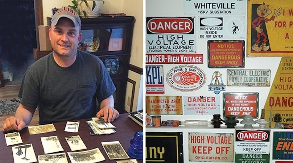 Jason Townsend is preserving the history of the line trade by collecting vintage photos, postcards, tin signs, insulators and other memorabilia.