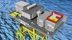 Siemens&apos; new Offshore Transformer Module (OTM): The innovative device installed on its own independent wind turbine foundation (pictured).