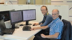 Bart Kers and Wim Kerstens from Stedin&rsquo;s asset management deparment review documents for the project that will replace the 10-kV switchgear, including protection, monitoring and control, in the 50/10-kV Utrecht Leidseveer substation
