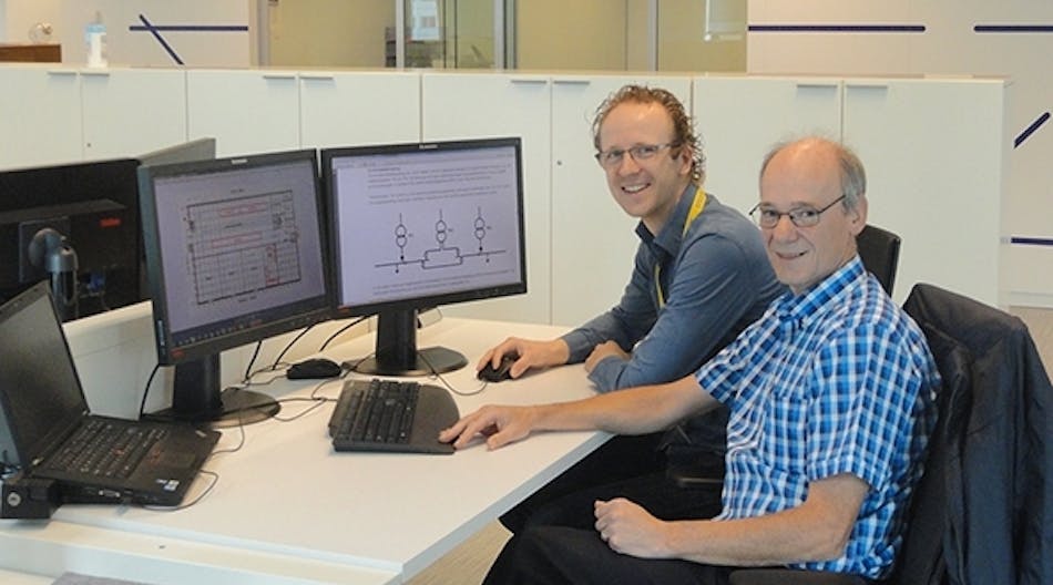 Bart Kers and Wim Kerstens from Stedin&rsquo;s asset management deparment review documents for the project that will replace the 10-kV switchgear, including protection, monitoring and control, in the 50/10-kV Utrecht Leidseveer substation