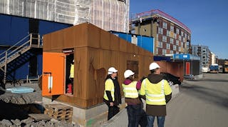 At the medium-voltage /low-voltage Stor&auml;ngstorget substation, the exterior walls of the building are covered with Corten sheets, which become naturally rusty over time. Some of the other new buildings in the area also have facades of Corten sheets.