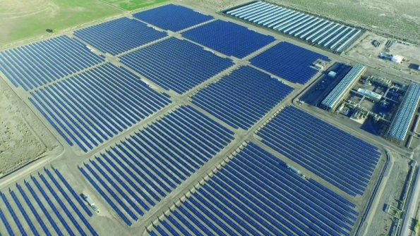 Aerial view of Enel Green Power North Americas Stillwater plant in Fallon Nevada the first triple hybrid renewable energy plant Courtesy of Enel Green Power North America Inc