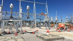 Construction crews install bus work at a new FirstEnergy transmission substation in Smith Township Washington County Pa Construction crews install bus work at a new FirstEnergy transmission substation in Smith Township Washington County Pa