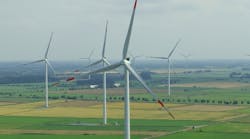 Siemens is erecting 28 more gearless wind turbines, such as the model SWT-3.0-113 unit shown here, at five projects in Lower Saxony and Schleswig-Holstein.