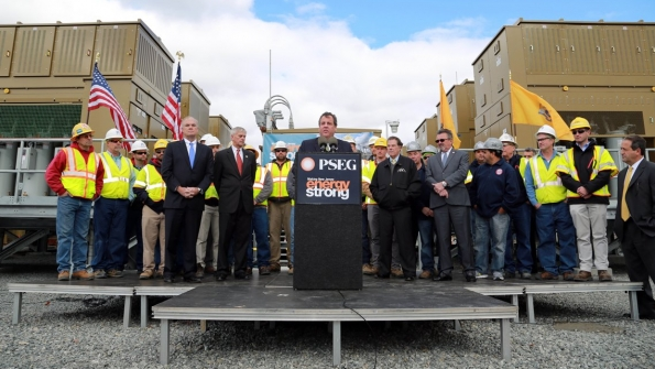 On the fourth anniversary of Superstorm Sandy Governor Chris Christie makes remarks on energy resiliency at the PSEampG Hackensack Substation in Hackensack NJ on Friday Oct 28 2016