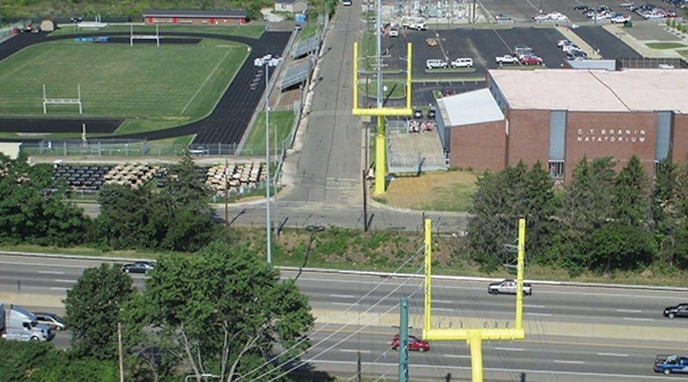 AEP&rsquo;s 80-ft-tall goalpost transmission structures are located just south of the NFL Hall of Fame, in Canton, Ohio.