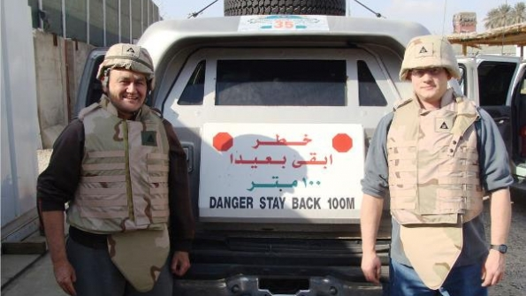 Robin Podmore and PowerData39s Chris Mosier traveling to class in Baghdad