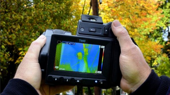 thermovision camera inspecting powerlines