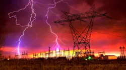 lightning storm with substation