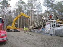 At the future Hungryneck substation site, horizontal directional drill operations are underway. At the future Hungryneck substation site, horizontal directional drill operations are underway.