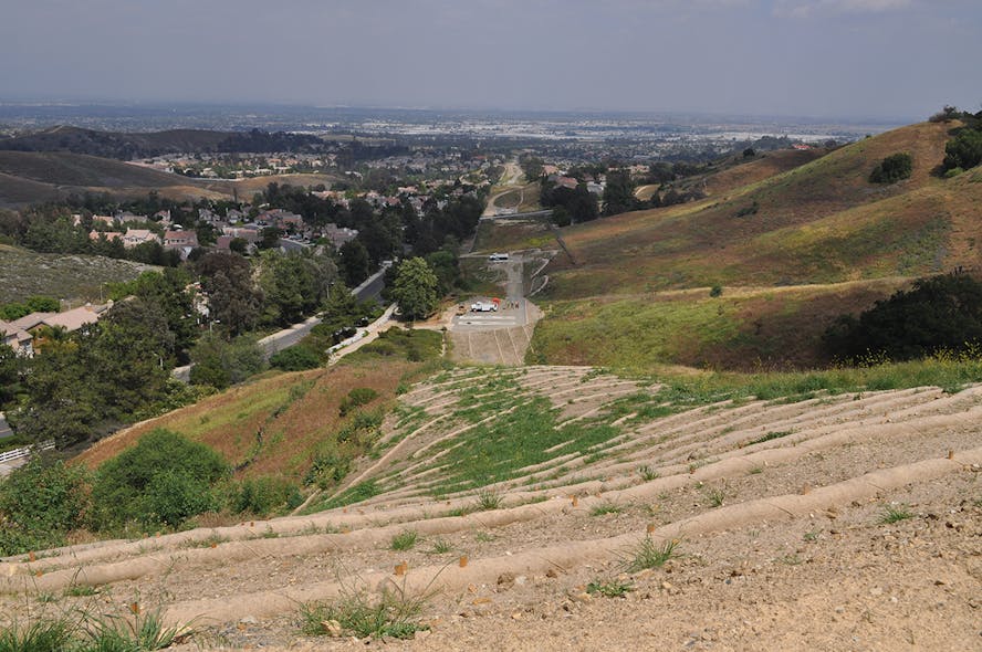Steep corridor terrain was typical for one-third of the 3.7-mile route from the Western Transition Station near Chino Hills, California.