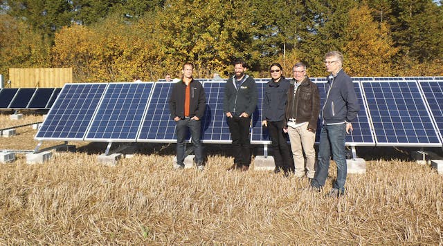 This ground-based photovoltaic plant, located east of Visby, was designed to resemble a typical micro production installation. It will be used to determine if modern smart meters can be used to identify and remedy deviations in power quality.