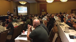 Attendees listen to a presentation at the 2016 TDMMA conference in Sacramento, California. The sessions covered topics such as storm response and safety.