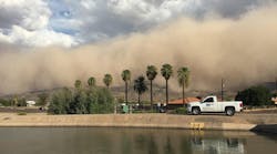 An Arizona dust storm &mdash; also known as a haboob &mdash; approaches civilization. Haboobs can cause service interruptions and damage to aboveground power infrastructure if the right plans are not in place.