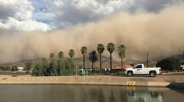 An Arizona dust storm &mdash; also known as a haboob &mdash; approaches civilization. Haboobs can cause service interruptions and damage to aboveground power infrastructure if the right plans are not in place.