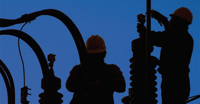 substation workers silhouette