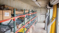 Materials are identified for the construction project and organized at the Irby material warehouse for later use. Materials are identified for the construction project and organized at the Irby material warehouse for later use.