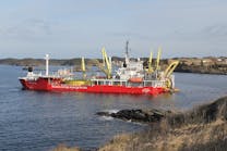The cable-laying vessel C/S Nexans Skagerrak is used to install submarine cables for the Kollsnes&ndash;Mongstad link.