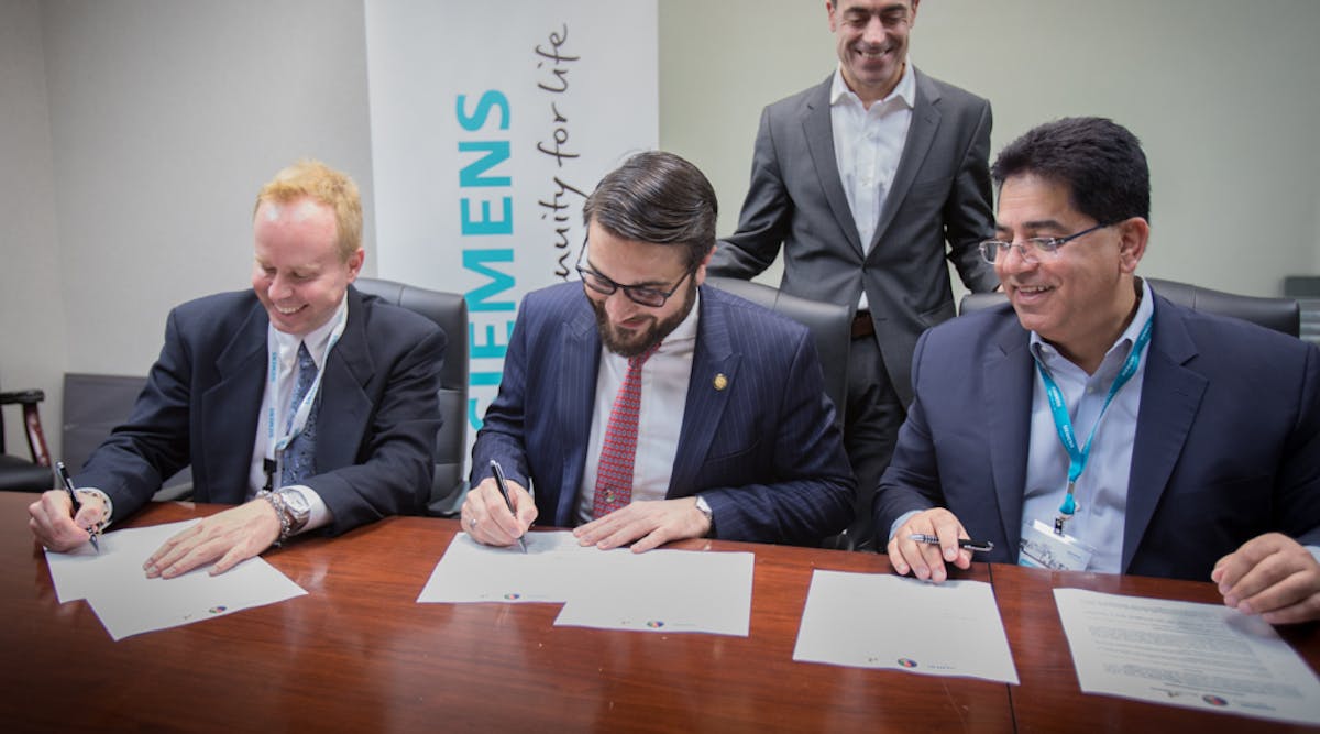 Left to right: Monty Simus, Vice President, Business Development, Bayat Power; Honorable Dr. Hamdullah Mohib, Afghanistan Ambassador to the United States; Thomas Scarinci, Head of Product Management, Siemens Power &amp; Gas, and Martin Tartibi, Global Head, SGT-A45 Mobile Unit, Siemens Power &amp; Gas.
