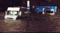 This image shows the extent of flooding directly outside of Con Edison&rsquo;s East River Plant during Hurricane Sandy. The waters receded in four hours, leaving a swath of destruction.