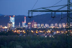 High power electricty grid powering the city High power electricty grid powering the city