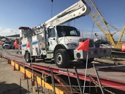 bucket truck on barge bucket truck on barge