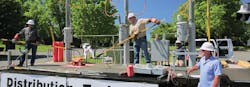 Duke Energy linemen and trainers demonstrate line safety to first responders in Charlotte, North Carolina