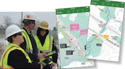 Katie Unke-Ehrenburg, senior consultant for GEI Consulting, Mark Foht, environmental manager for M.J. Electric, and Jeff Sharratt, lineman for M.J. Electric, review structure placement on an ATC project in northeastern Wisconsin. Katie Unke-Ehrenburg, senior consultant for GEI Consulting, Mark Foht, environmental manager for M.J. Electric, and Jeff Sharratt, lineman for M.J. Electric, review structure placement on an ATC project in northeastern Wisconsin.