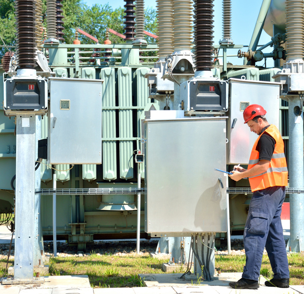 utility worker at substation