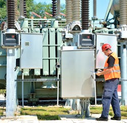 utility worker at substation utility worker at substation