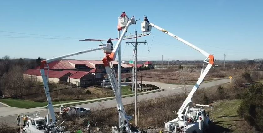 working on steel pole